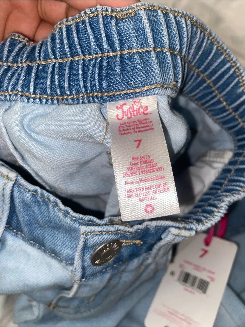 Justice Light Blue Denim Cargo Jogger Pants